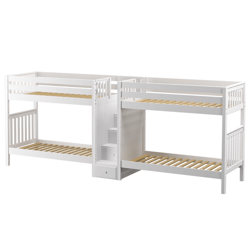 Maxtrix Twin XL Quadruple Bunk Bed with Stairs