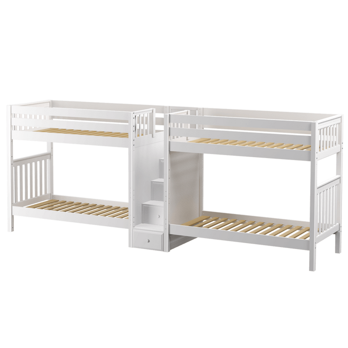 Maxtrix Twin High Quadruple Bunk Bed with Stairs