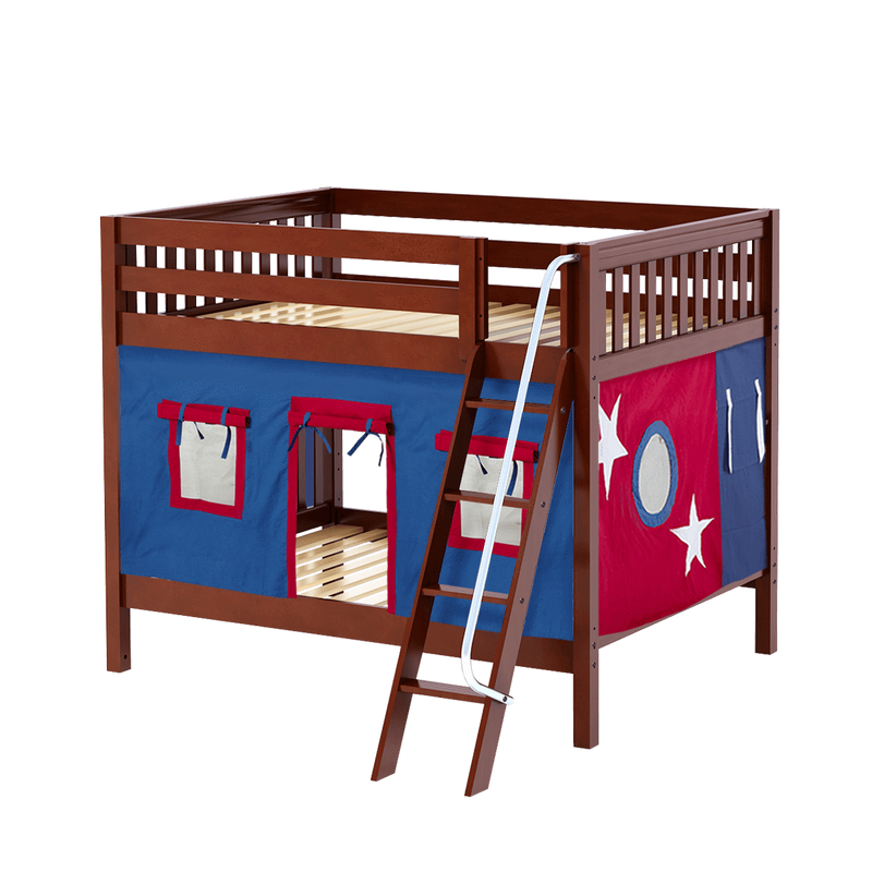 Maxtrix Full Medium Bunk Bed with Angled Ladder + Curtain