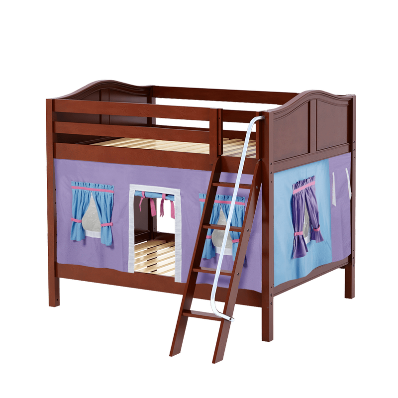 Maxtrix Full Medium Bunk Bed with Angled Ladder + Curtain