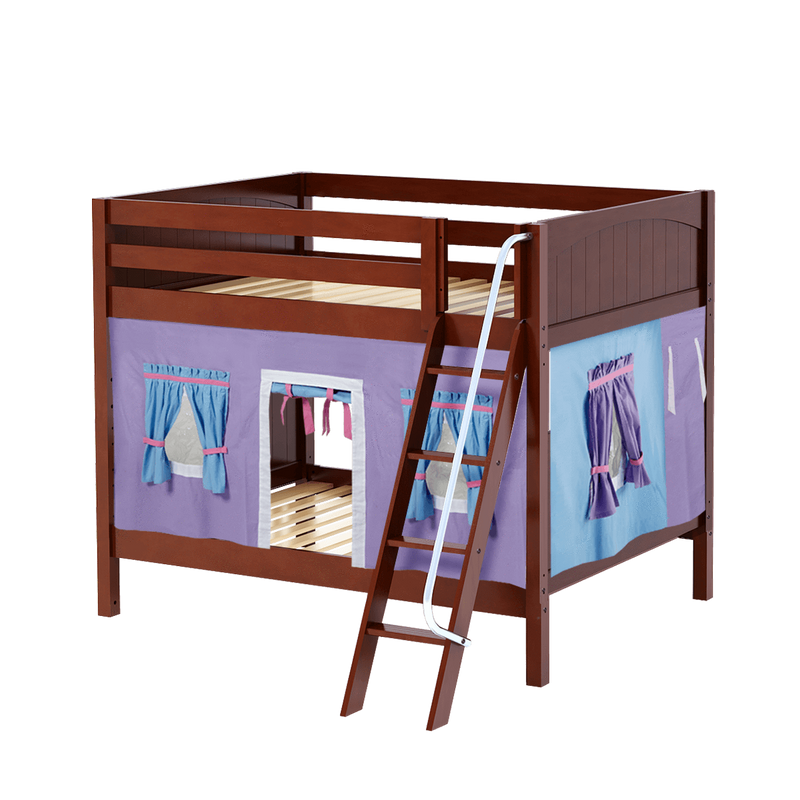 Maxtrix Full Medium Bunk Bed with Angled Ladder + Curtain