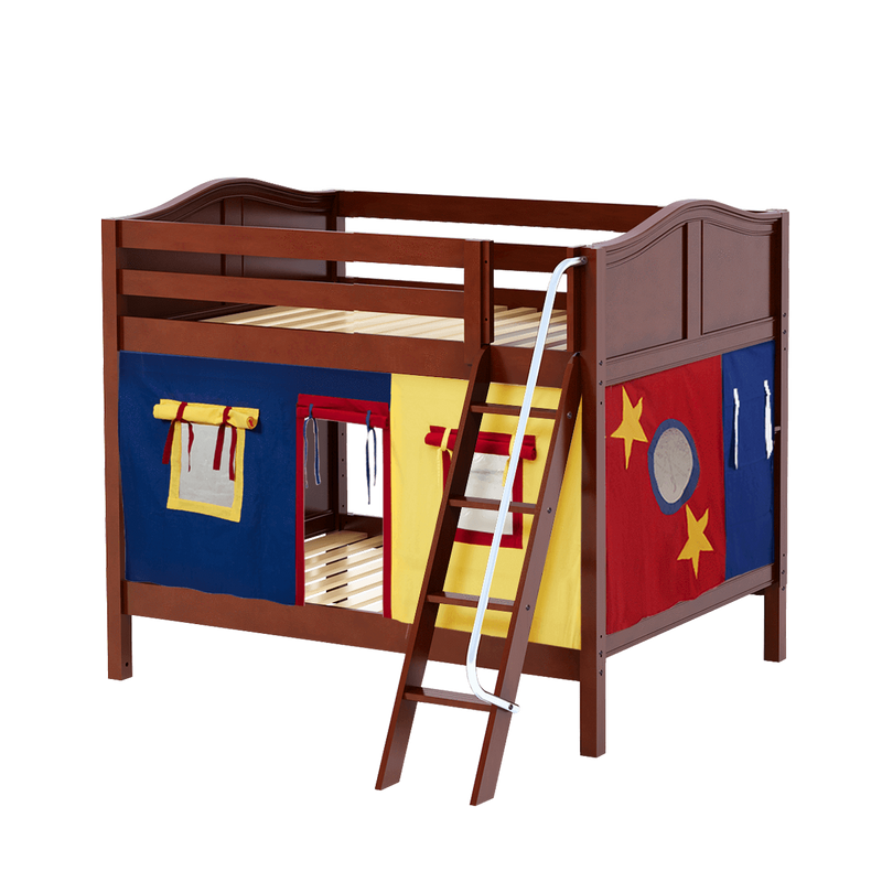 Maxtrix Full Medium Bunk Bed with Angled Ladder + Curtain