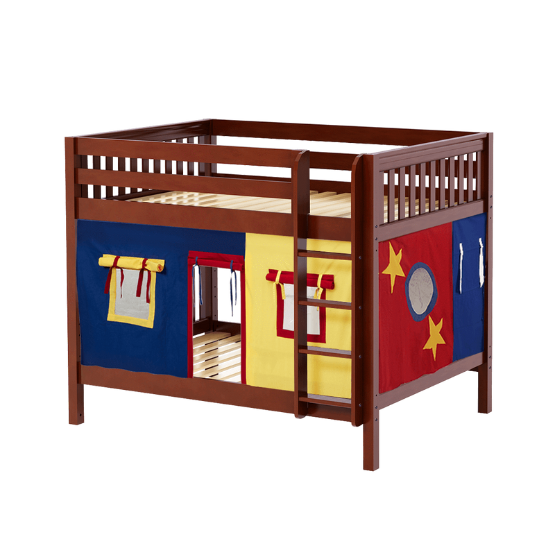 Maxtrix Full Medium Bunk Bed with Straight Ladder + Curtain