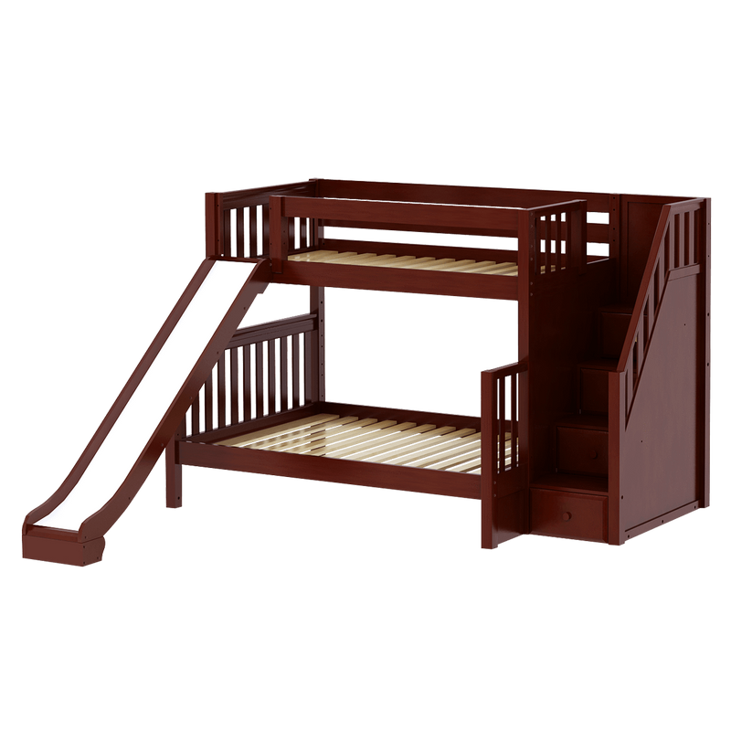 Maxtrix Medium Twin over Full Bunk Bed with Stairs + Slide