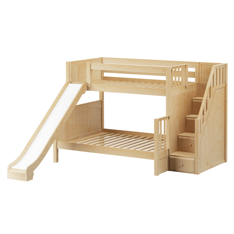 Maxtrix Medium Twin over Full Bunk Bed with Stairs + Slide