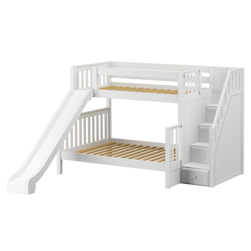 Maxtrix Medium Twin over Full Bunk Bed with Stairs + Slide