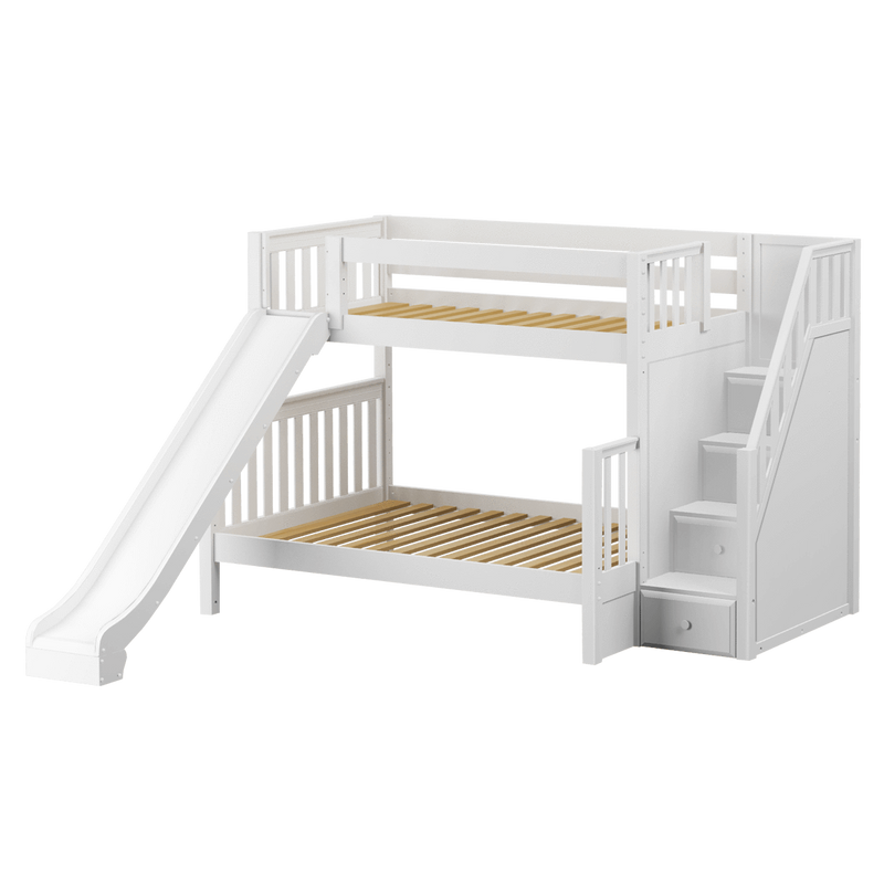 Maxtrix Medium Twin XL over Full XL Bunk Bed with Stairs + Slide