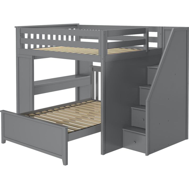 Jackpot Deluxe Fulham Full over Full L-Shape Bunk with Staircase + Desk