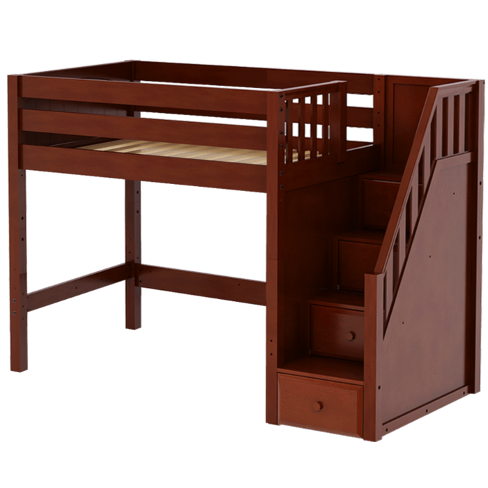 Maxtrix Twin Mid Loft Bed with Stairs