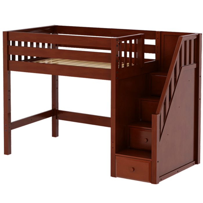 Maxtrix Twin Mid Loft Bed with Stairs