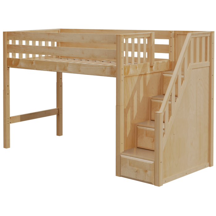 Maxtrix Twin Mid Loft Bed with Stairs