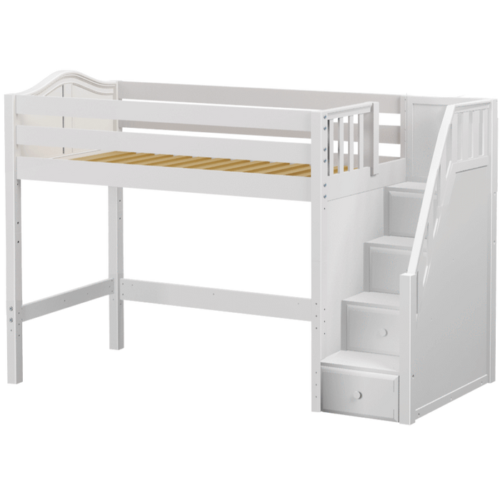 Maxtrix Twin Mid Loft Bed with Stairs