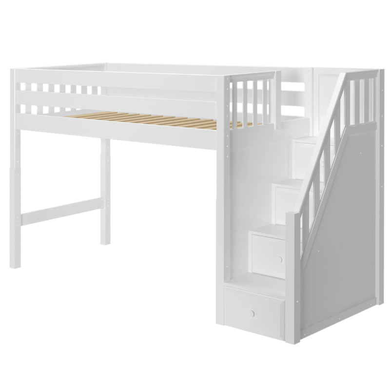 Maxtrix Twin XL Mid Loft Bed with Stairs