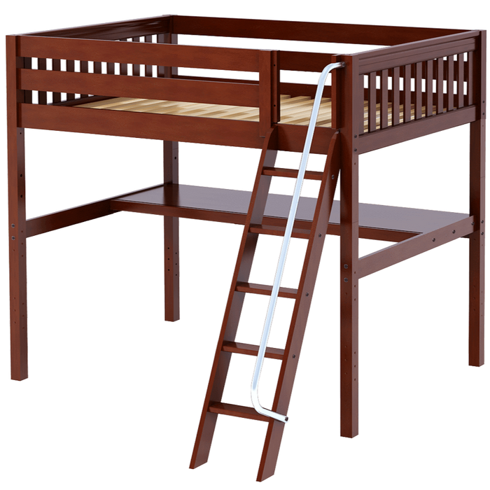 Maxtrix Full XL High Loft Bed with Angled Ladder + Desk