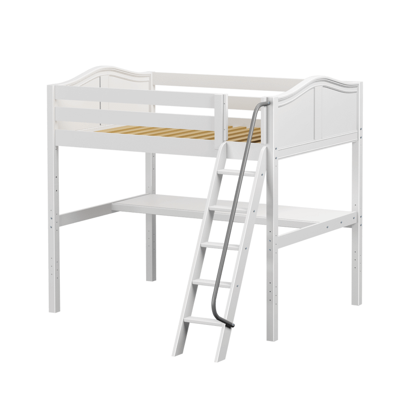 Maxtrix Full High Loft Bed with Angled Ladder + Desk