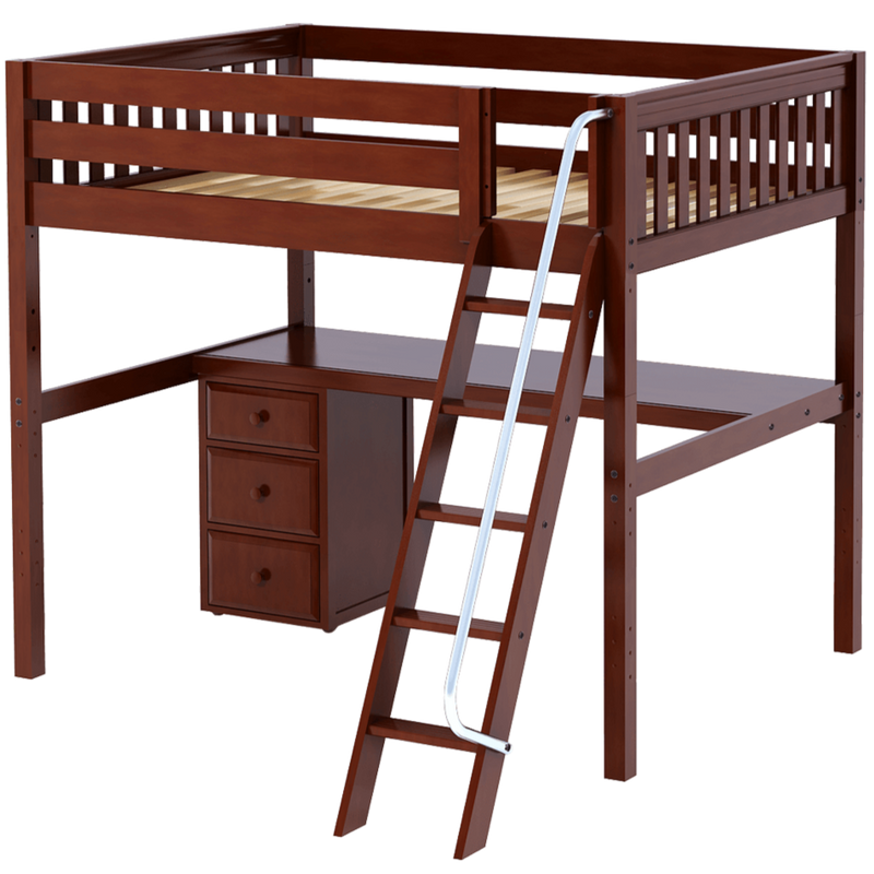Maxtrix Full XL High Loft Bed with Angled Ladder + Desk