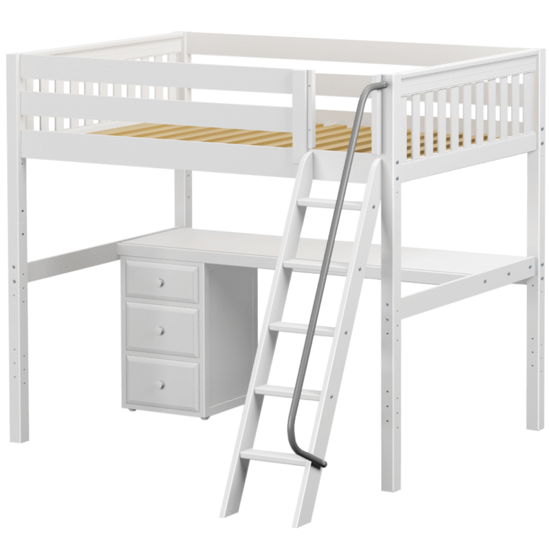 Maxtrix Full XL High Loft Bed with Angled Ladder + Desk