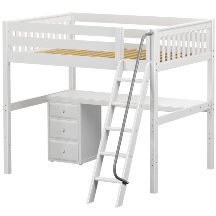 Maxtrix Full XL High Loft Bed with Angled Ladder + Desk