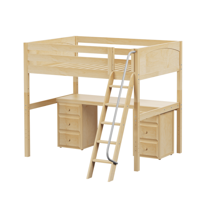 Maxtrix Full High Loft Bed with Angled Ladder + Desk