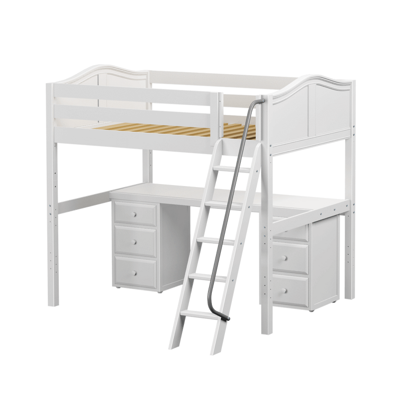 Maxtrix Full High Loft Bed with Angled Ladder + Desk