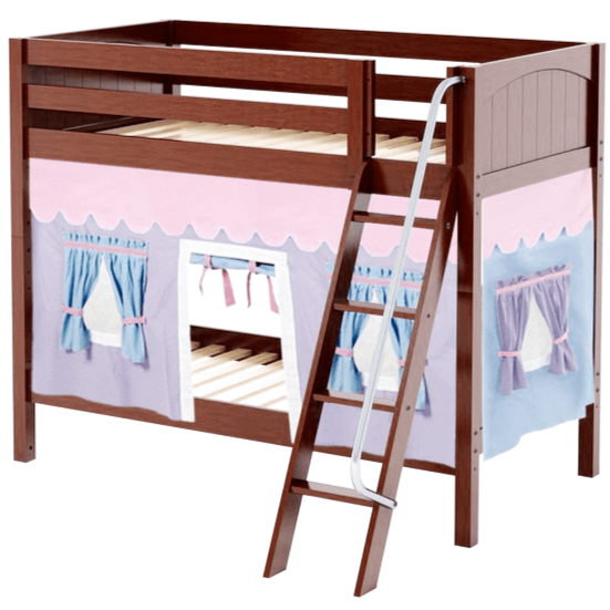 Maxtrix Twin Medium Bunk Bed with Angled Ladder + Curtain