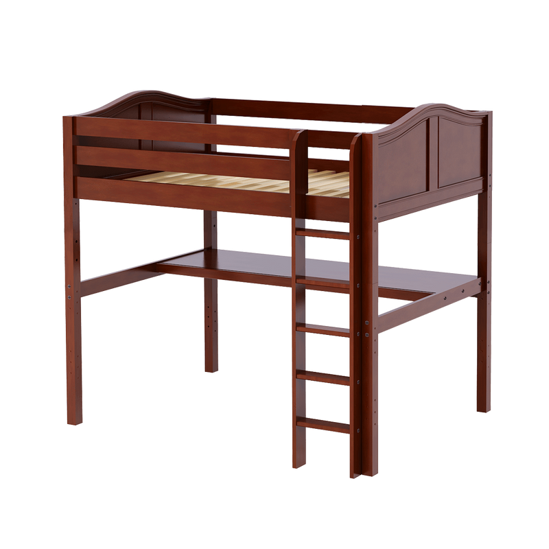 Maxtrix Full High Loft Bed with Straight Ladder + Desk