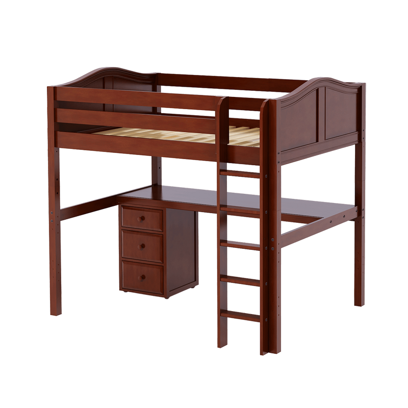 Maxtrix Full High Loft Bed with Straight Ladder + Desk