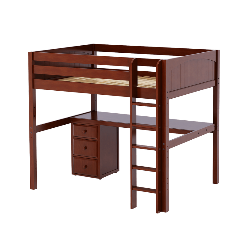 Maxtrix Full High Loft Bed with Straight Ladder + Desk