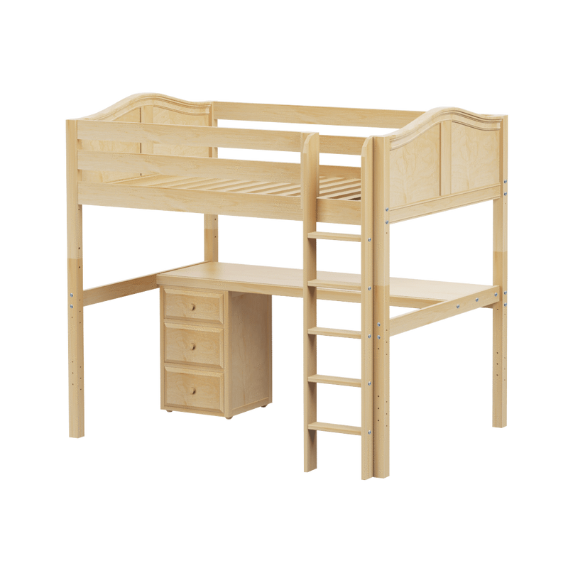 Maxtrix Full High Loft Bed with Straight Ladder + Desk