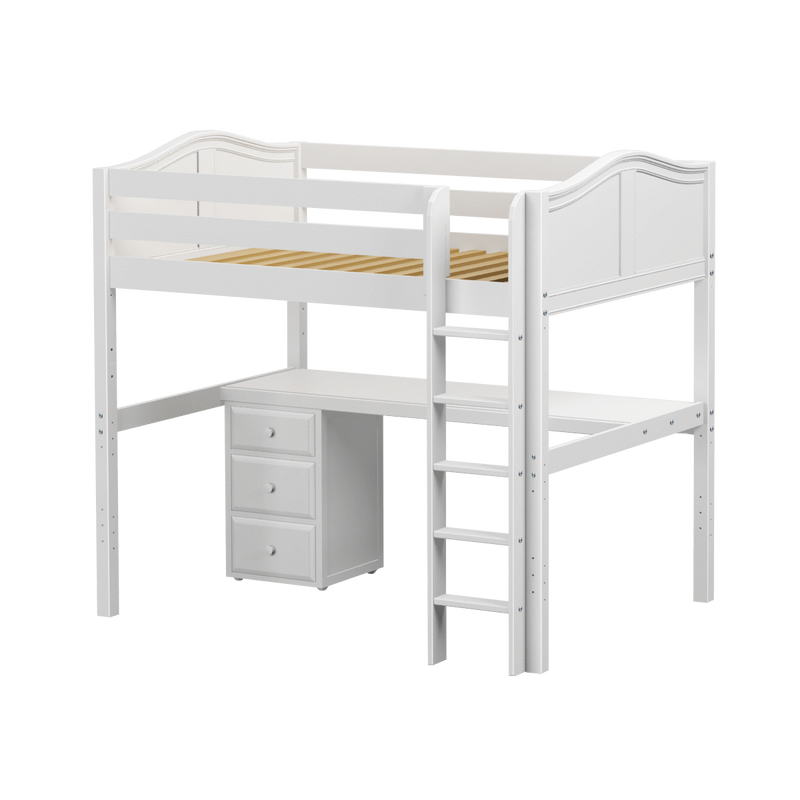 Maxtrix Full High Loft Bed with Straight Ladder + Desk