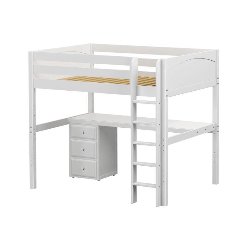 Maxtrix Full High Loft Bed with Straight Ladder + Desk