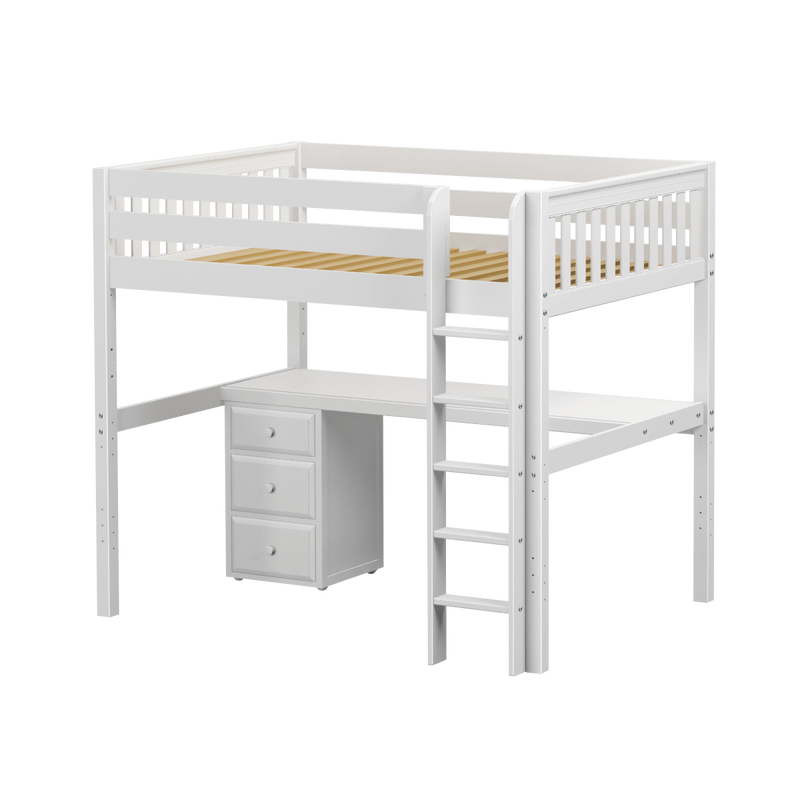 Maxtrix Full High Loft Bed with Straight Ladder + Desk