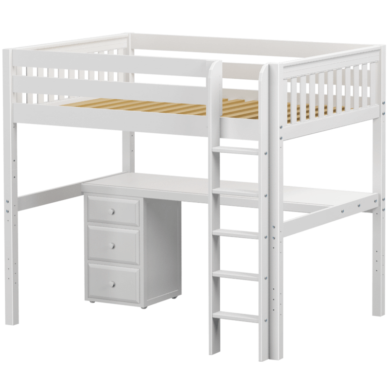 Maxtrix Full XL High Loft Bed with Straight Ladder + Desk
