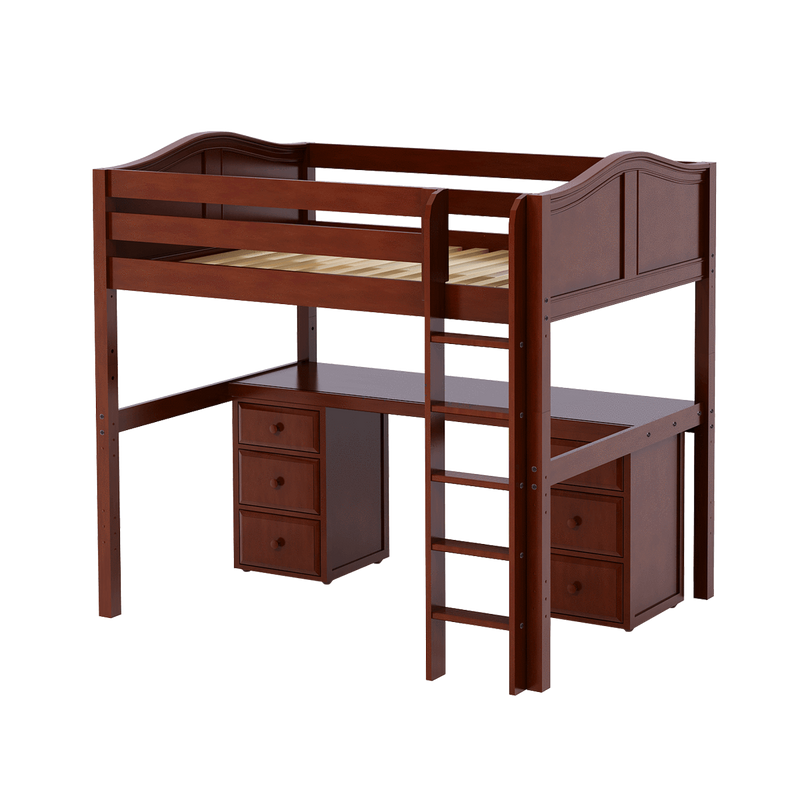 Maxtrix Full High Loft Bed with Straight Ladder + Desk