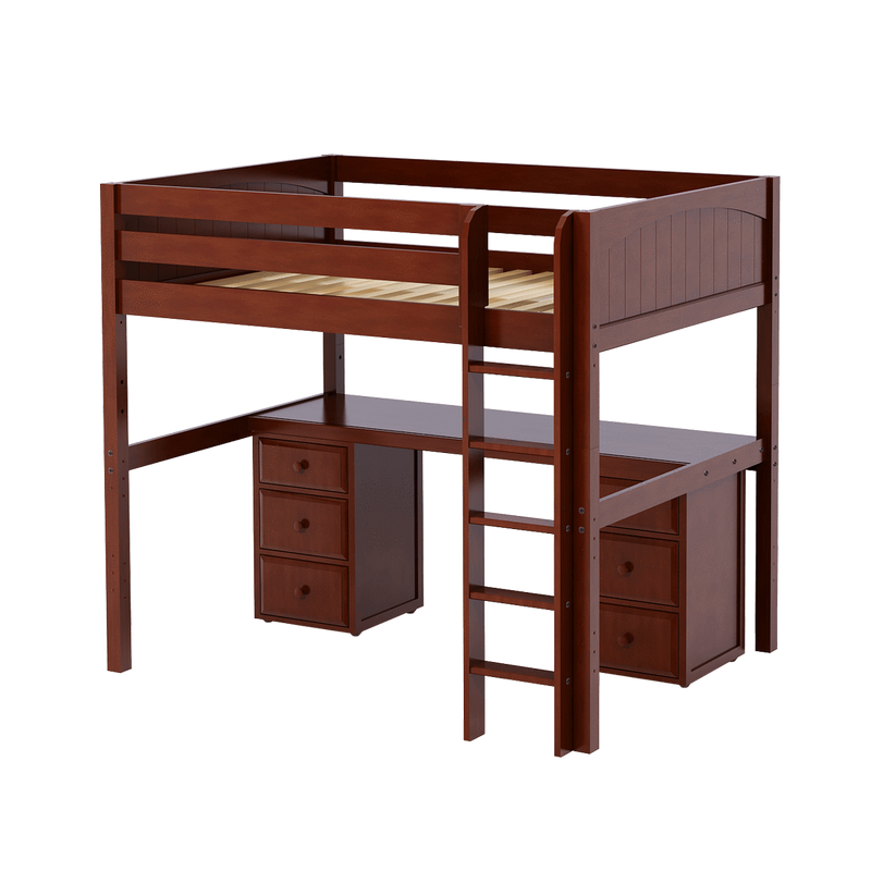 Maxtrix Full High Loft Bed with Straight Ladder + Desk