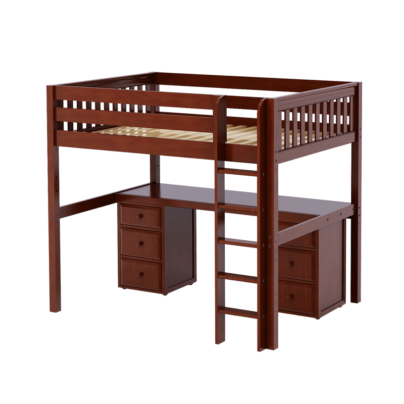 Maxtrix Full High Loft Bed with Straight Ladder + Desk