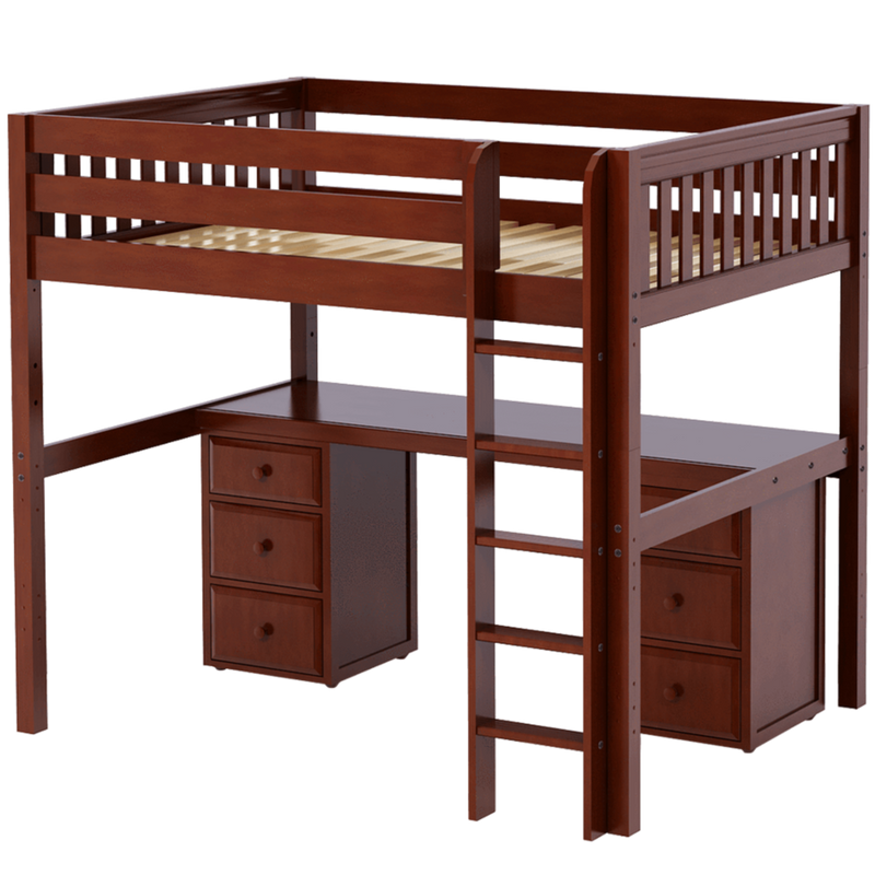 Maxtrix Full XL High Loft Bed with Straight Ladder + Desk