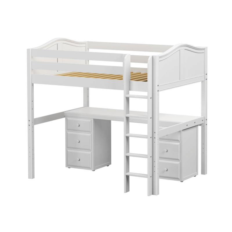 Maxtrix Full High Loft Bed with Straight Ladder + Desk