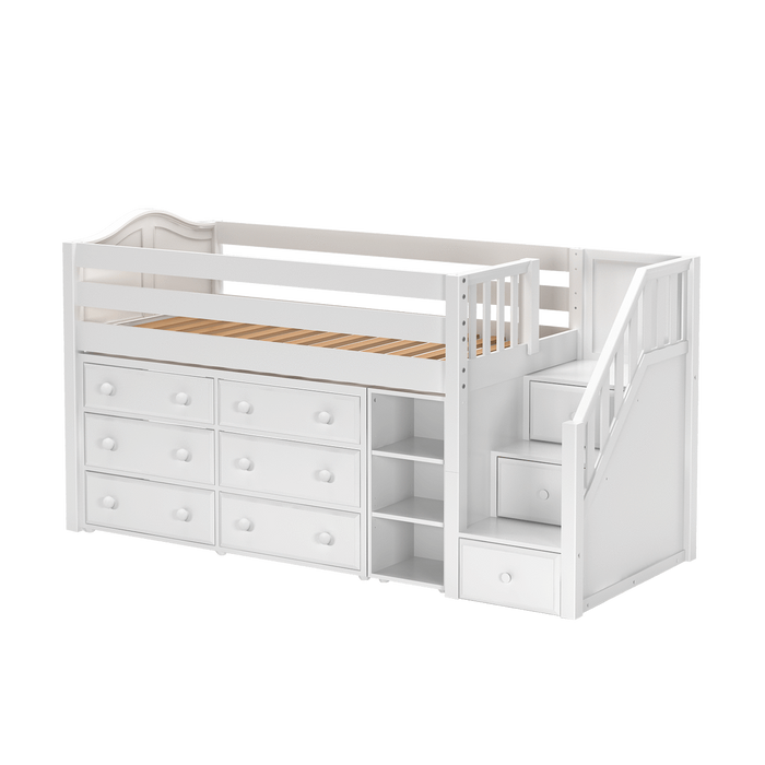 Maxtrix Twin Low Loft Bed with Stairs + Storage