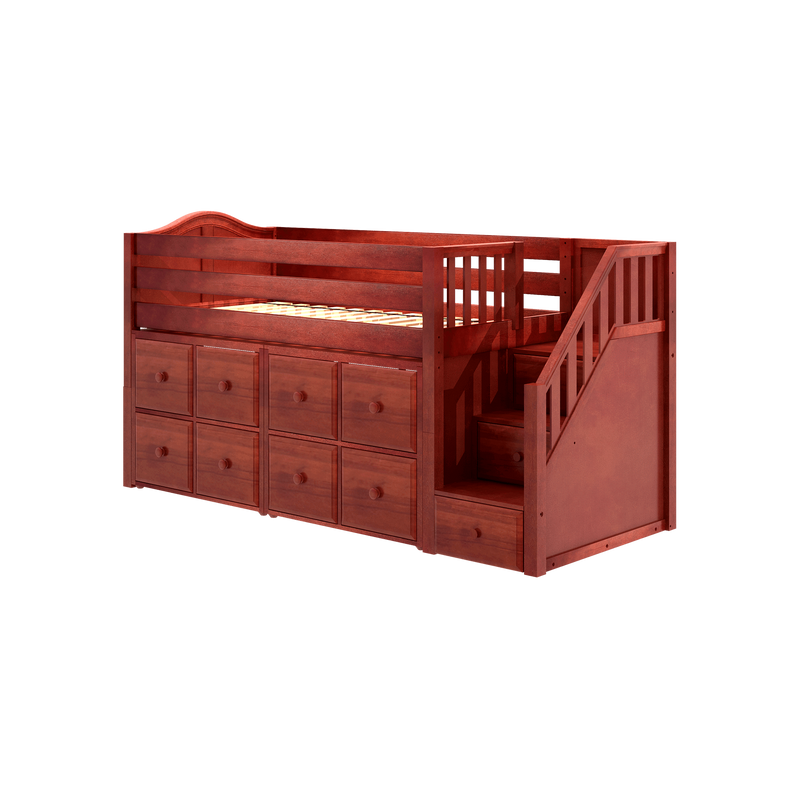 Maxtrix Twin Low Loft Bed with Stairs + Storage