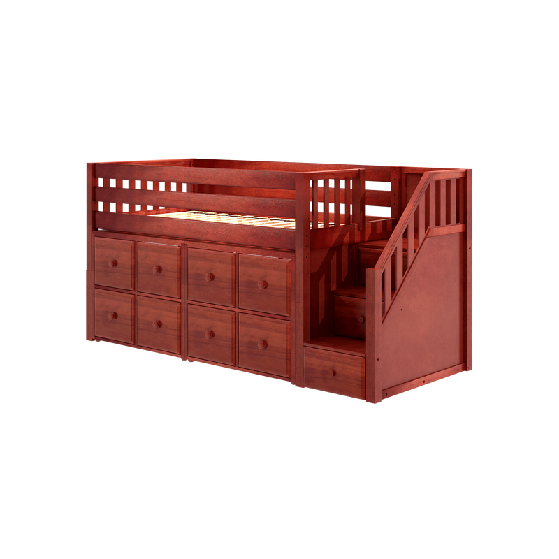 Maxtrix Twin Low Loft Bed with Stairs + Storage