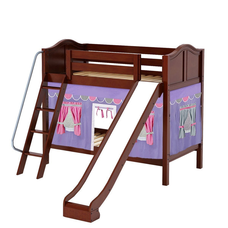 Maxtrix Twin Medium Bunk Bed with Angled Ladder, Curtain + Slide