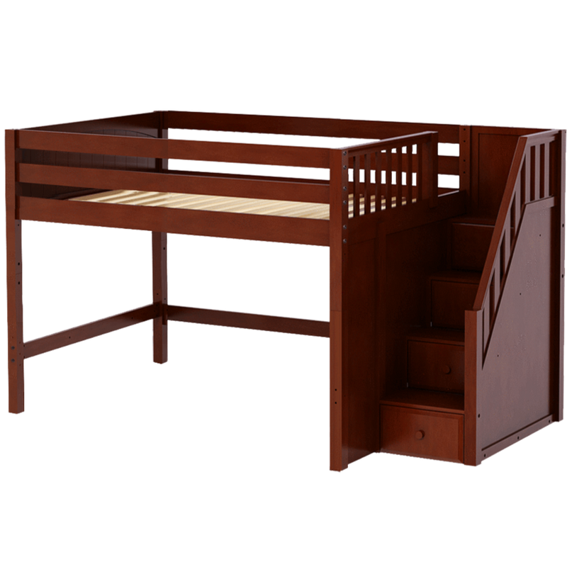 Maxtrix Full Mid Loft Bed with Stairs