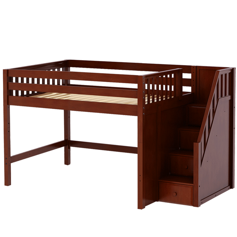 Maxtrix Full Mid Loft Bed with Stairs
