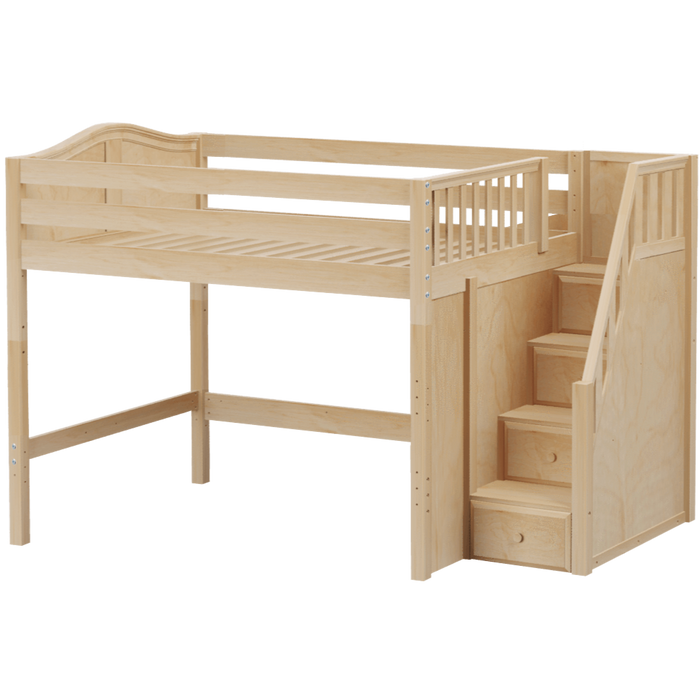 Maxtrix Full Mid Loft Bed with Stairs