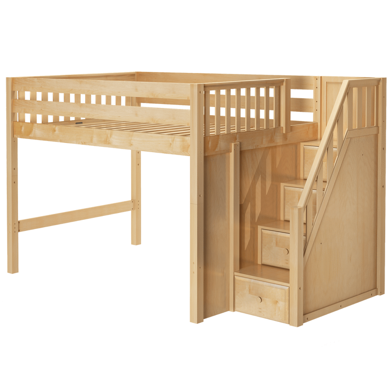 Maxtrix Full Mid Loft Bed with Stairs