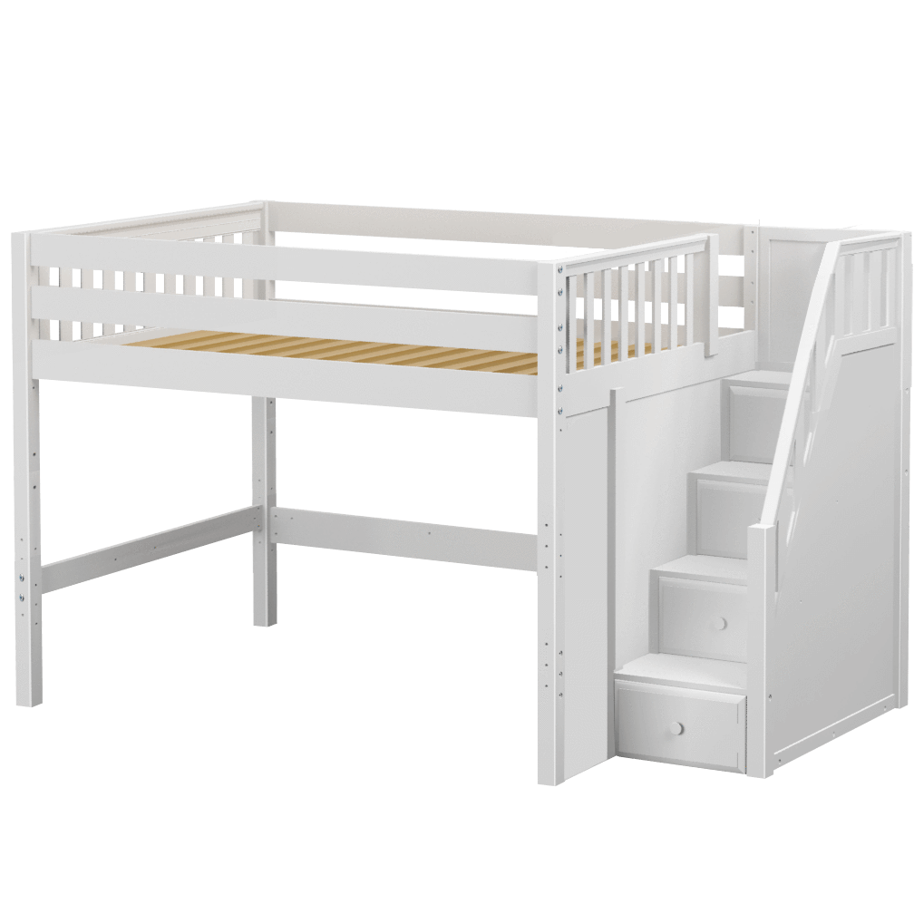 Maxtrix Full Mid Loft Bed with Stairs — Cozy Kids Furniture