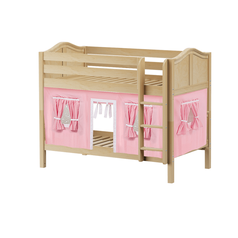 Maxtrix Twin Low Bunk Bed with Angled Ladder + Curtain