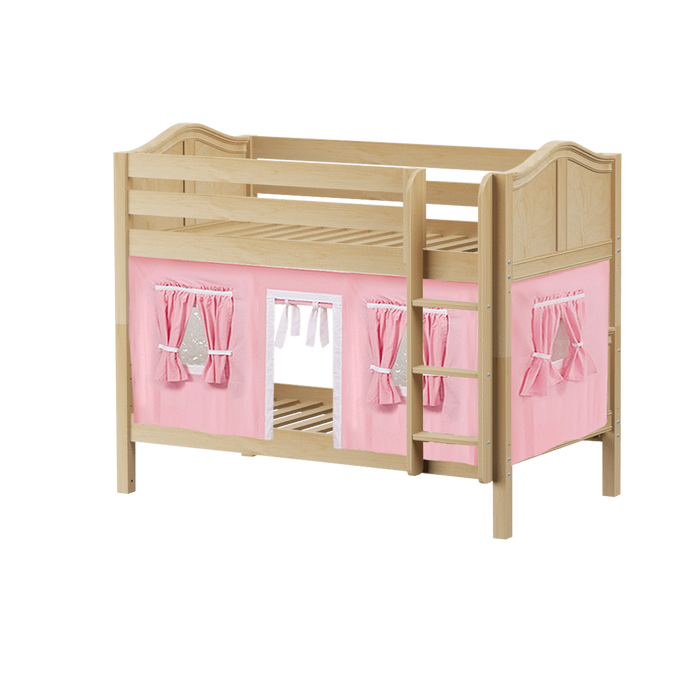 Maxtrix Twin Low Bunk Bed with Angled Ladder + Curtain