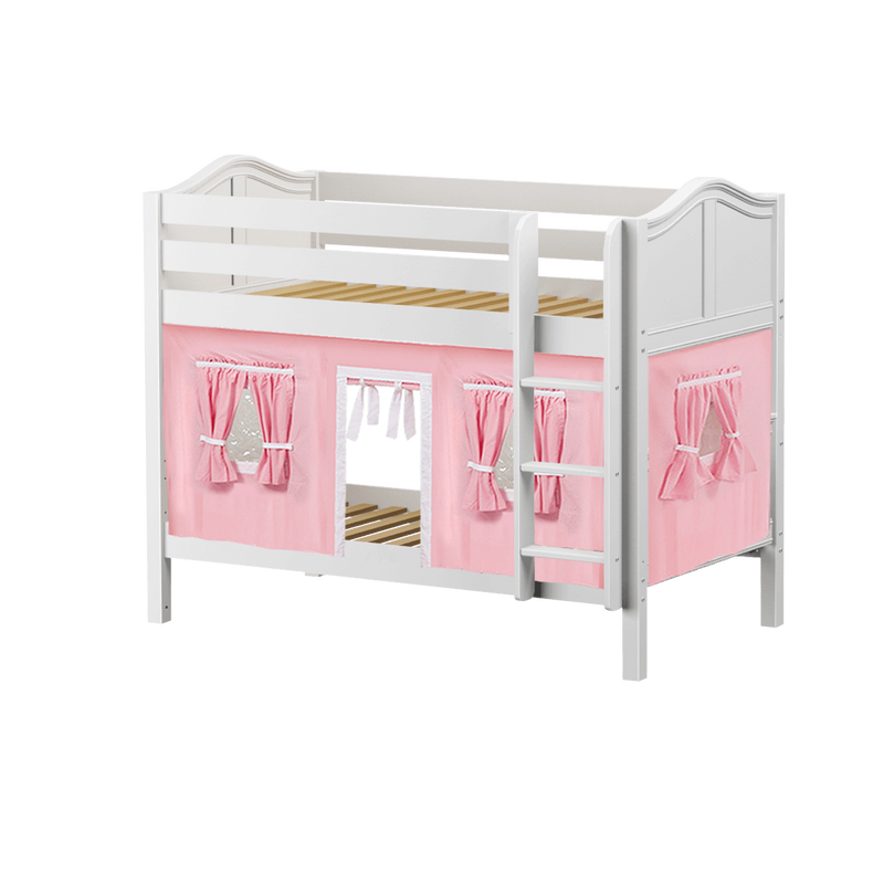 Maxtrix Twin Low Bunk Bed with Angled Ladder + Curtain